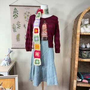 Y2k Fuzzy Striped Cardigan Sweater Whimsigoth Fairy Grunge Witchy Whimsy Twee S